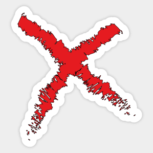 An X painted with red paint Sticker